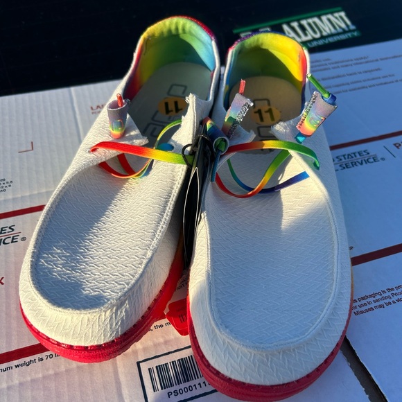 Hey Dude Shoes - Hey dude Wendy size 11 BNWT women’s pride rainbow 🌈 slip on shoes